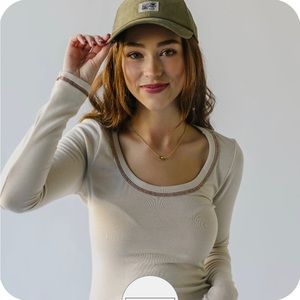 NWOT, Lush Long Sleeve Beige Shirt, Women’s Large